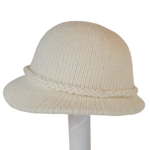 Vintage Hansen Knit Ivory Cloche Hat. 21" Circumference. - Picture 1 of 6